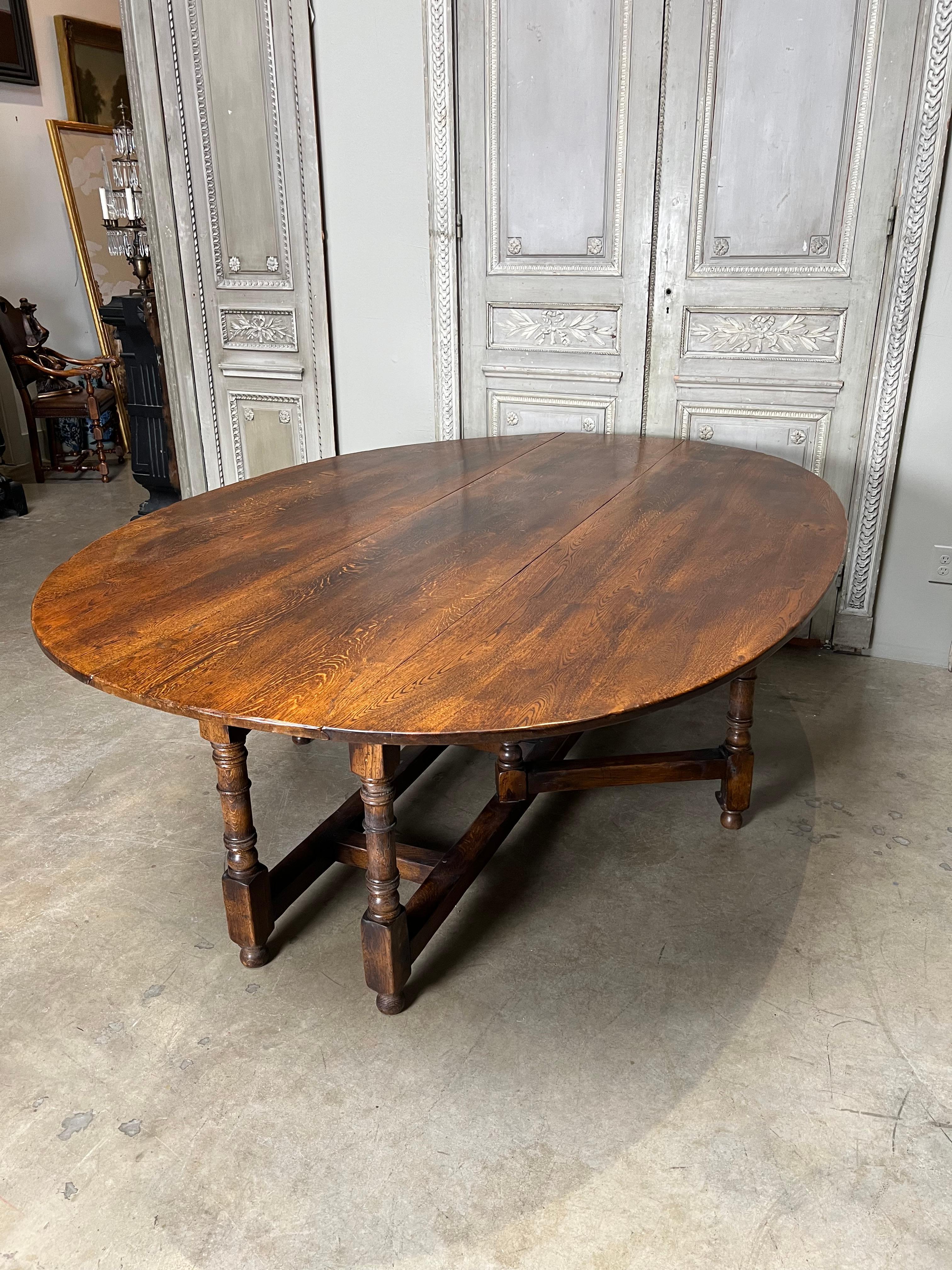 Grande table de salle à manger à abattant en Oak Oak en vente 6