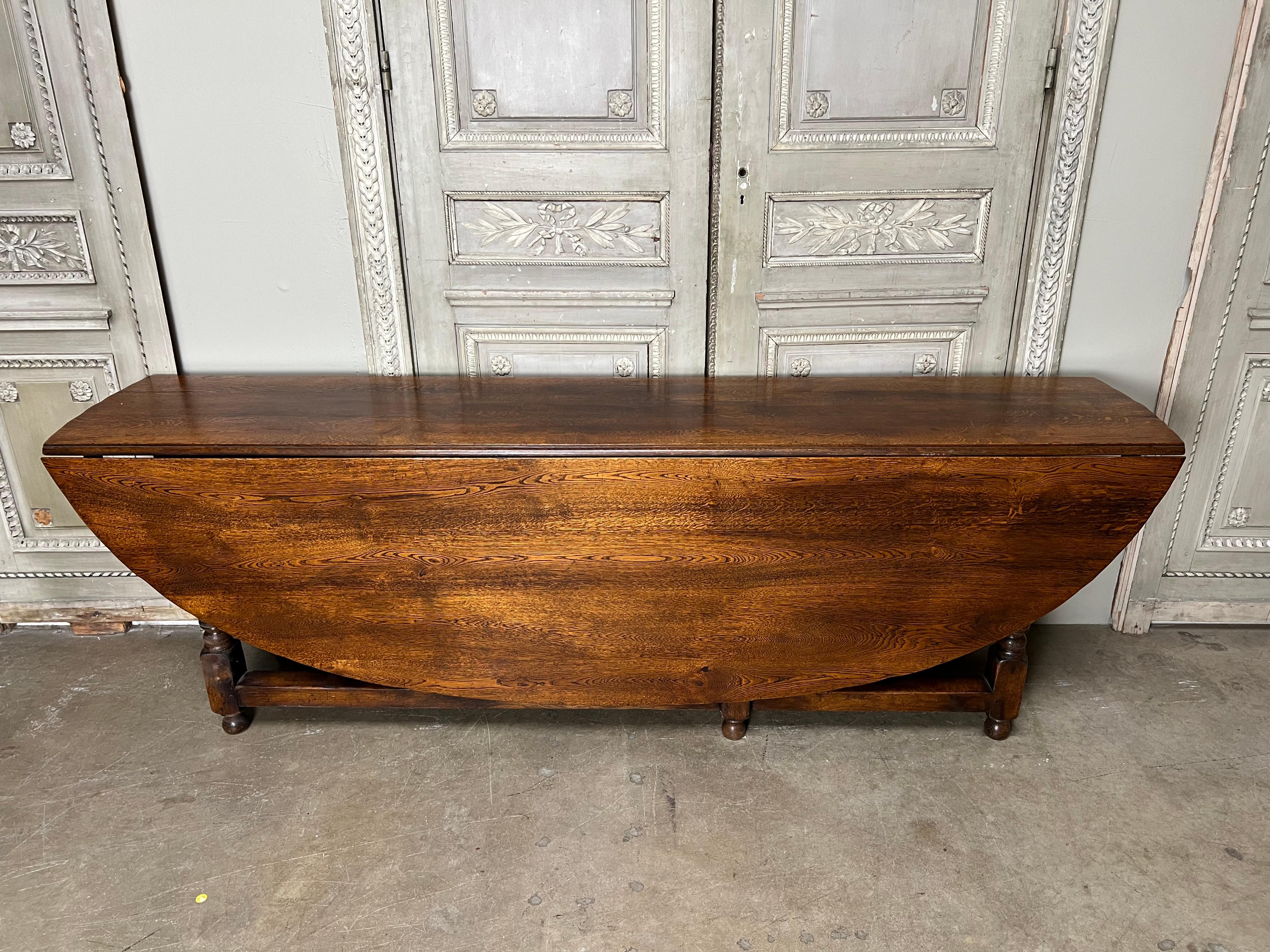 Grande table de salle à manger à abattant en Oak Oak en vente 7
