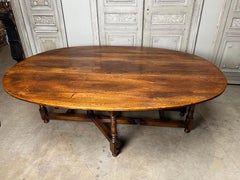 Grande table de salle à manger à abattant en Oak Oak