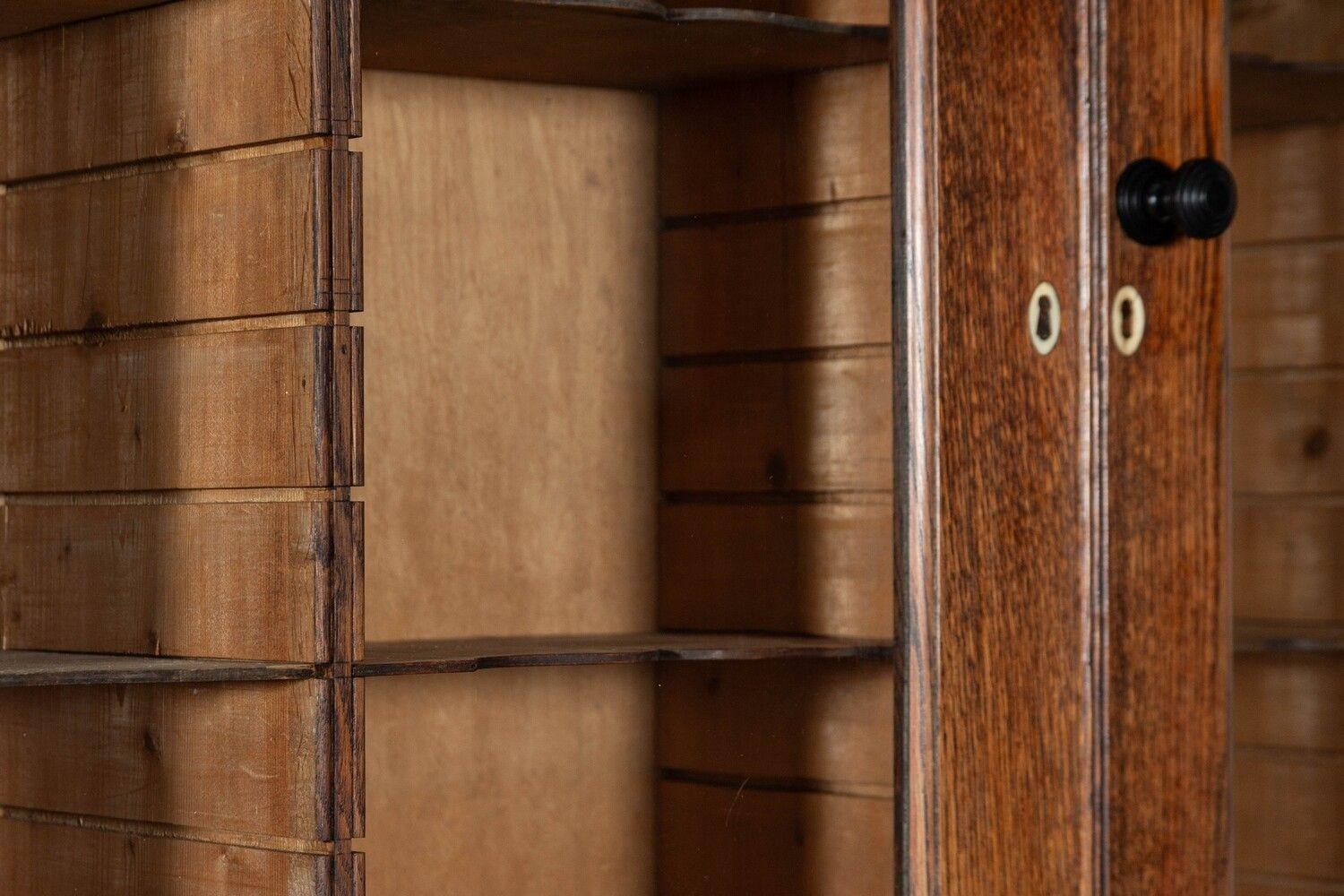 Large English Oak Glazed Bookcase / Vitrine For Sale 8