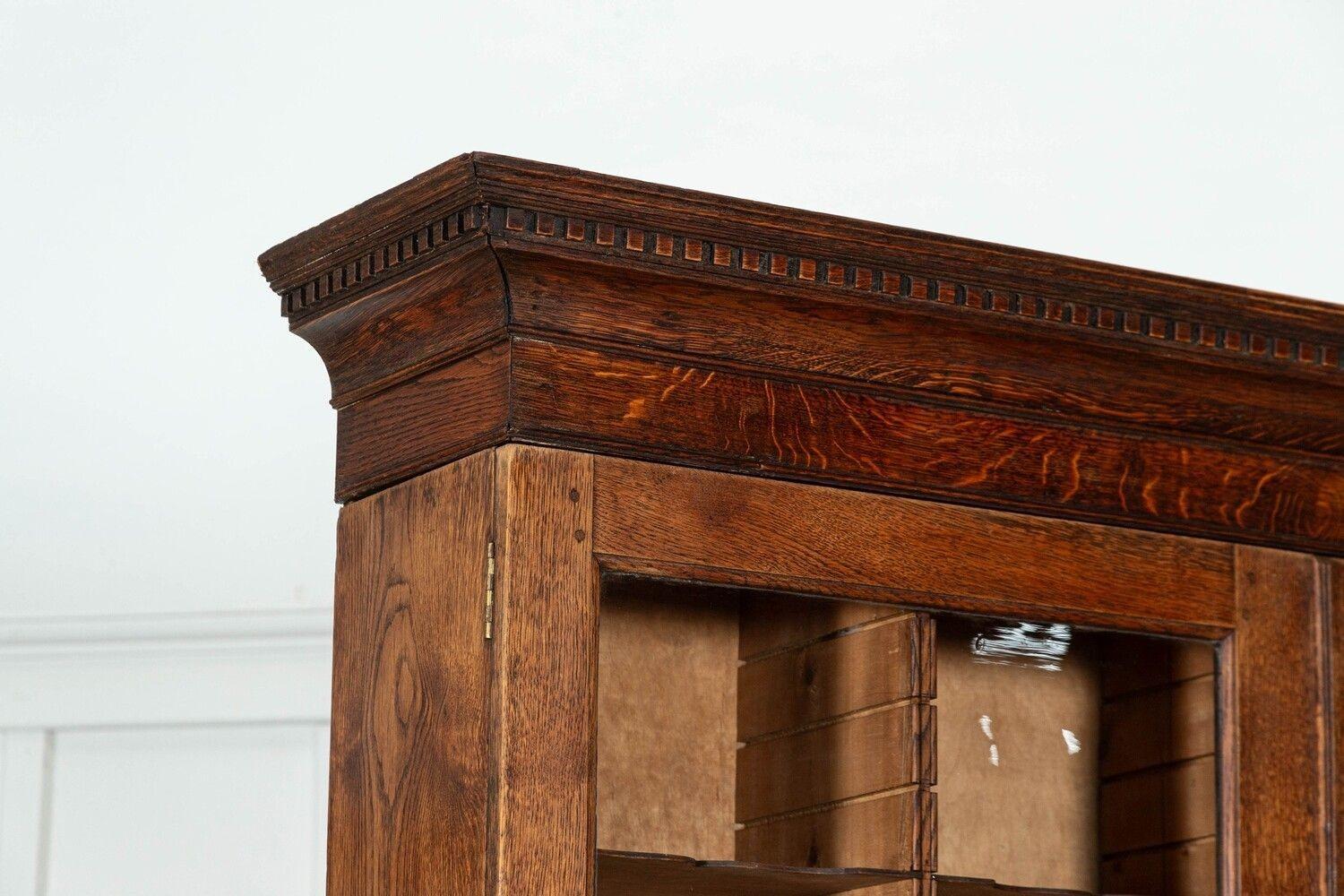 Large English Oak Glazed Bookcase / Vitrine For Sale 3