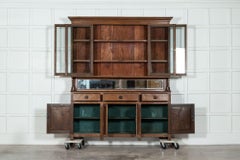Large English Oak Glazed Butlers Pantry Cabinet