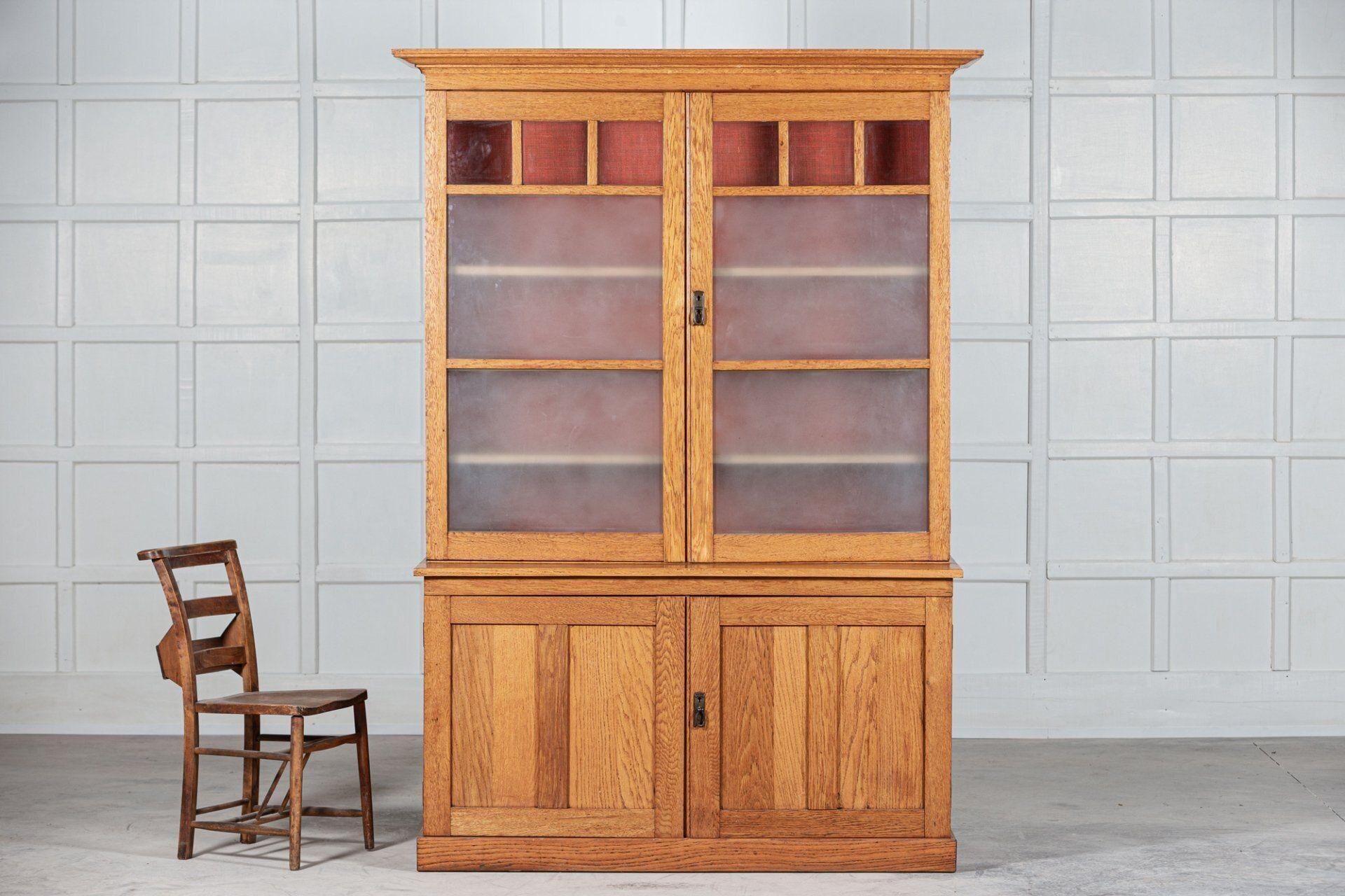 Early 20th Century Large English Oak Glazed Dresser For Sale