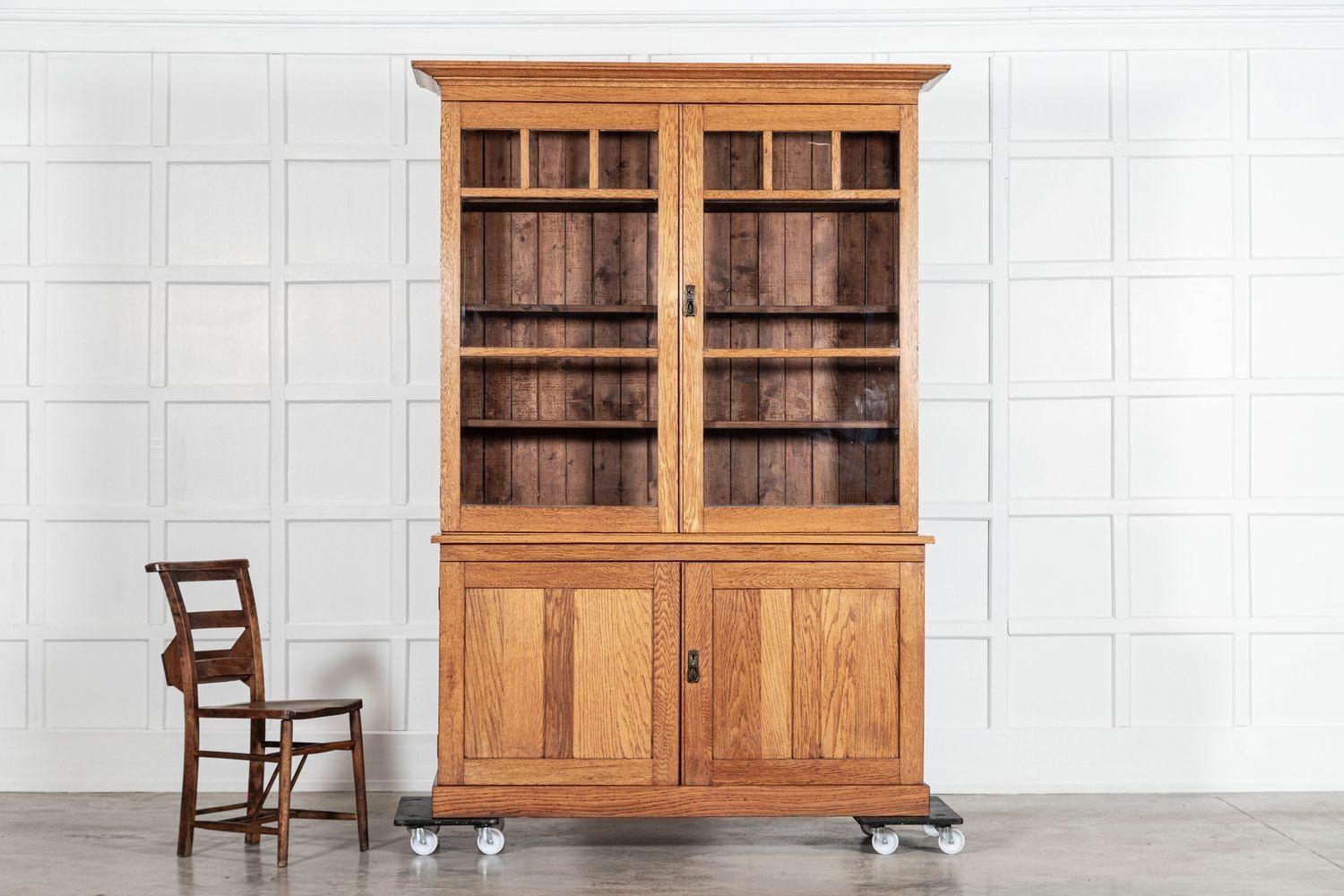 20th Century Large English Oak Glazed Dresser