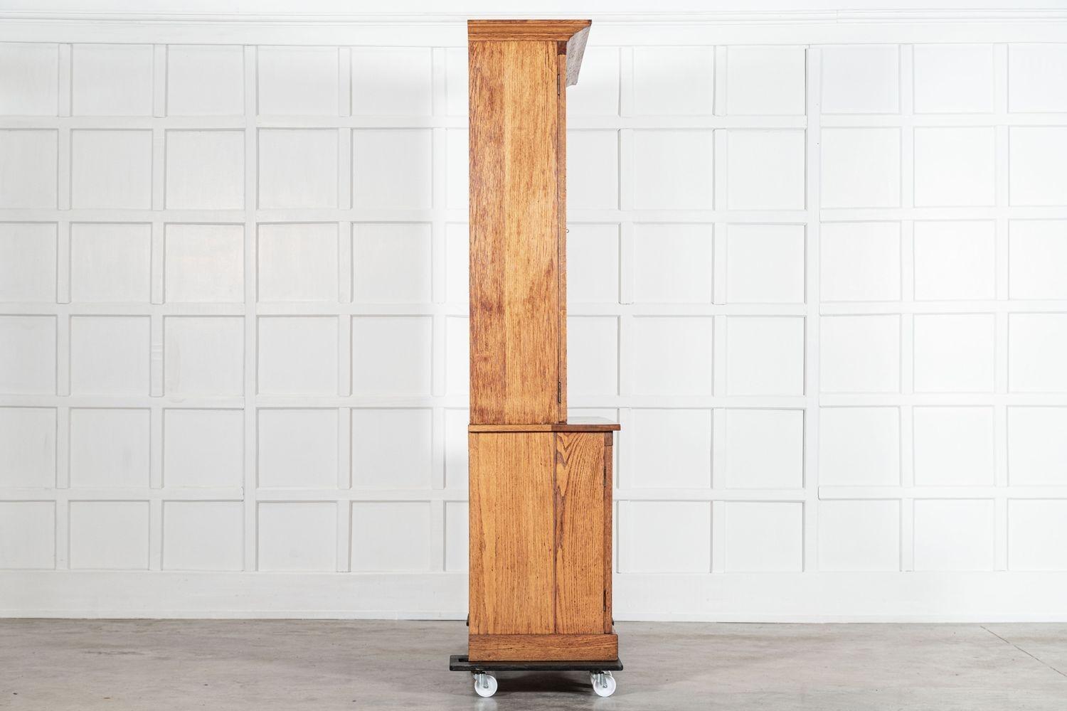 Large English Oak Glazed Dresser 1