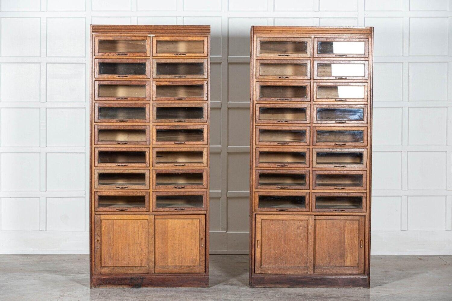 circa 1930
Large English Oak Haberdashery Cabinet, divides into two pieces.
sku 1254
W182 x D52 x H198cm