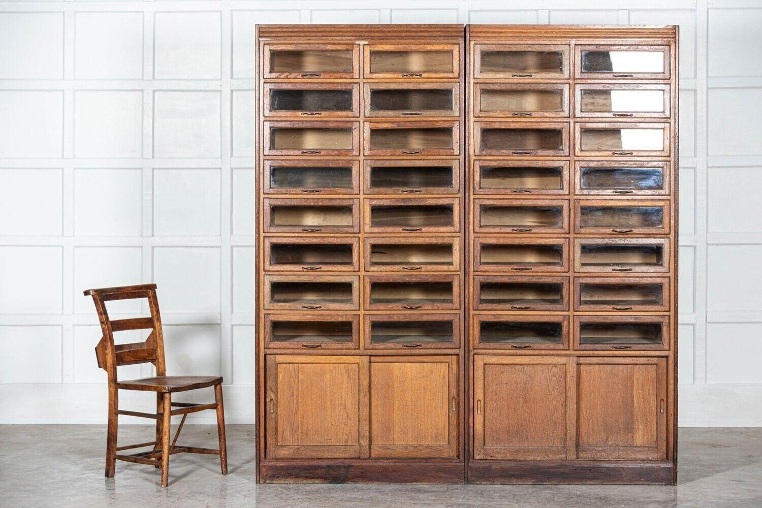 20th Century Large English Oak Haberdashery Cabinet For Sale