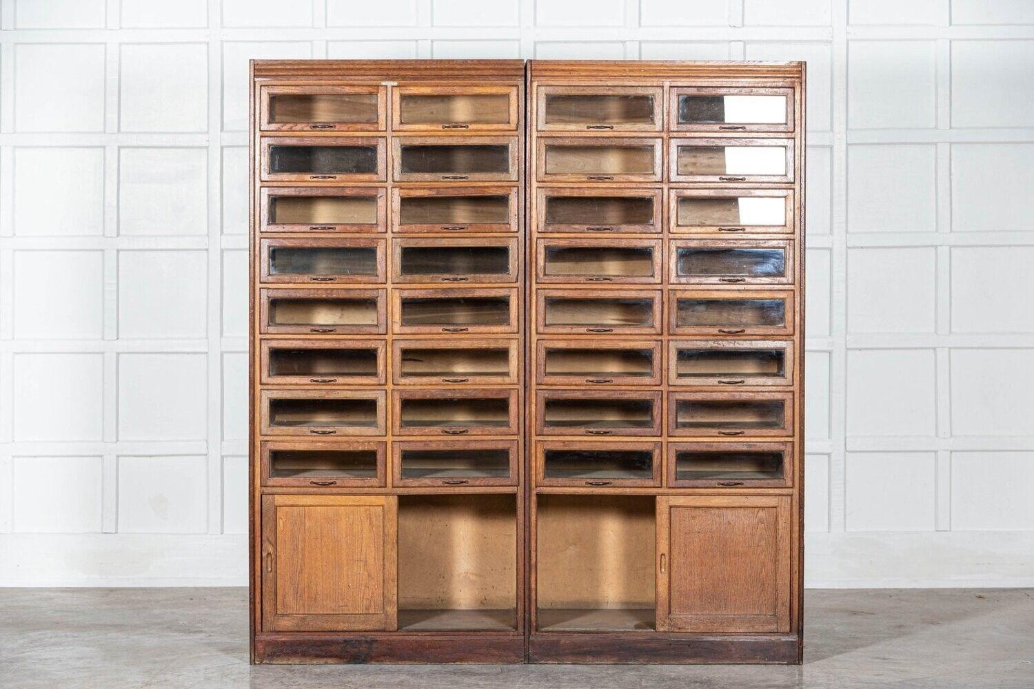 20th Century Large English Oak Haberdashery Cabinet For Sale