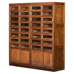 Antique Large English Oak Haberdashery Cabinet