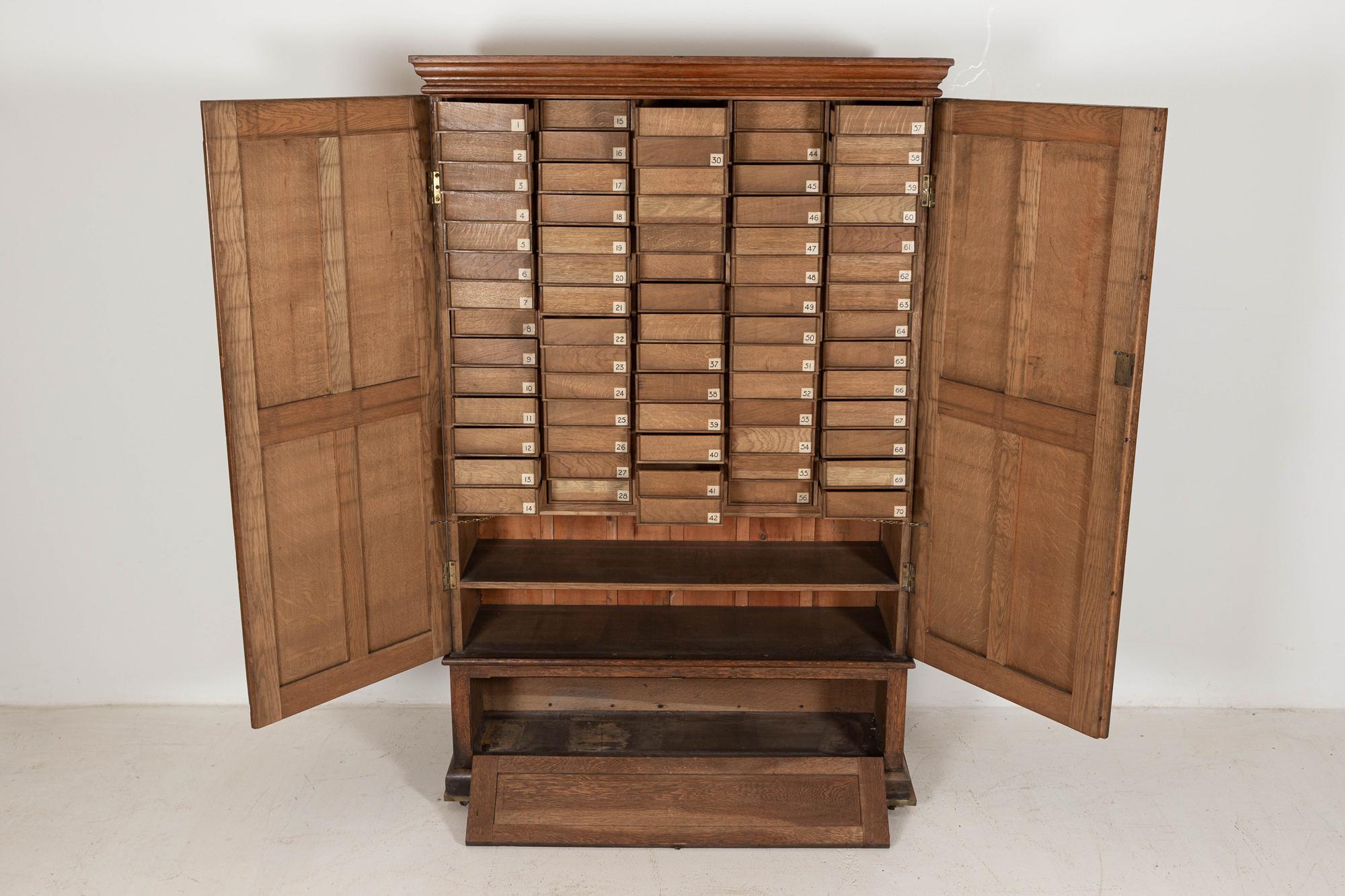 Large English Oak Haberdashery Collectors Cabinet For Sale 14