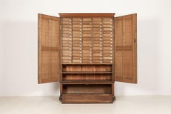 Large English Oak Haberdashery Collectors Cabinet