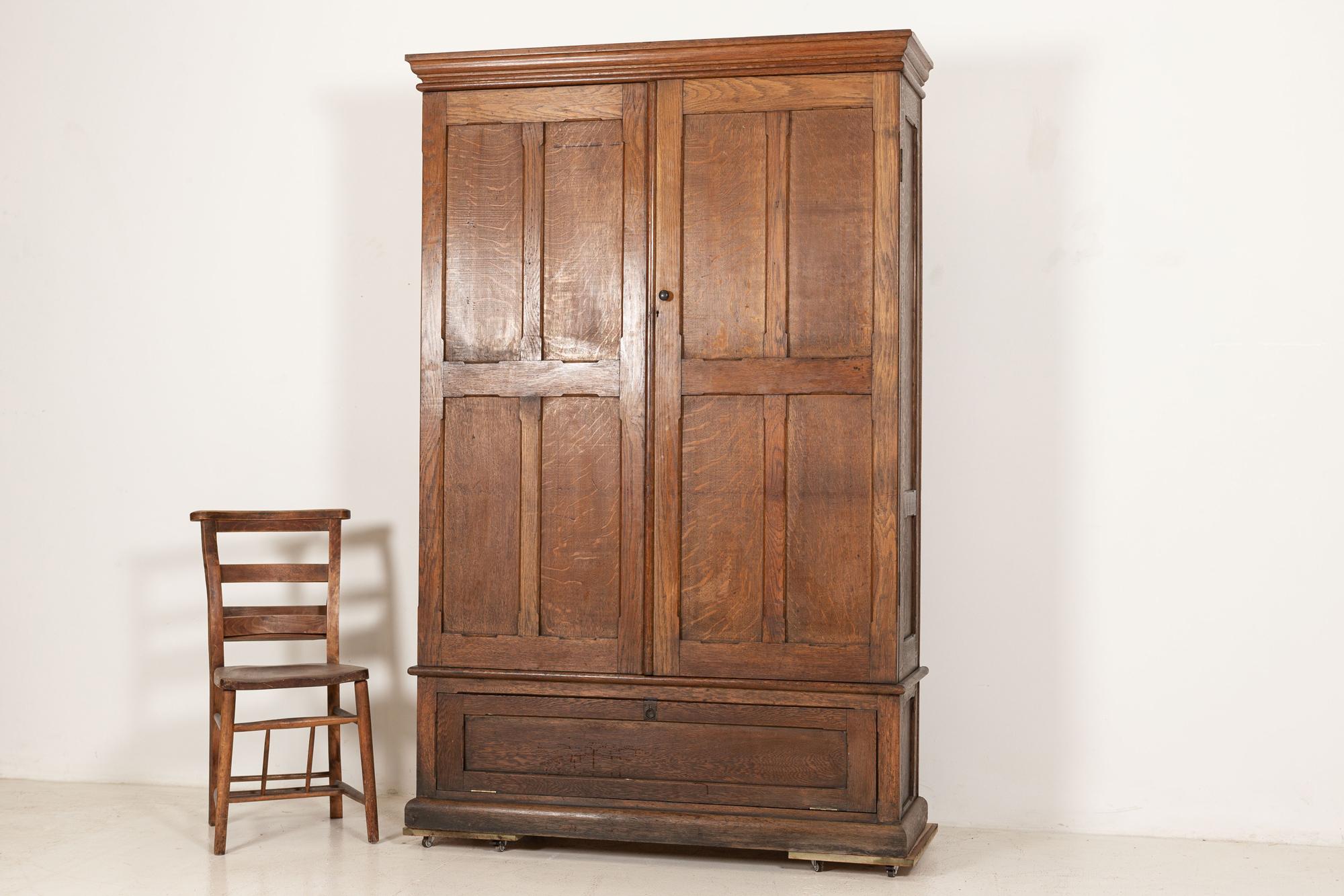 Large English Oak Haberdashery Collectors Cabinet For Sale 1