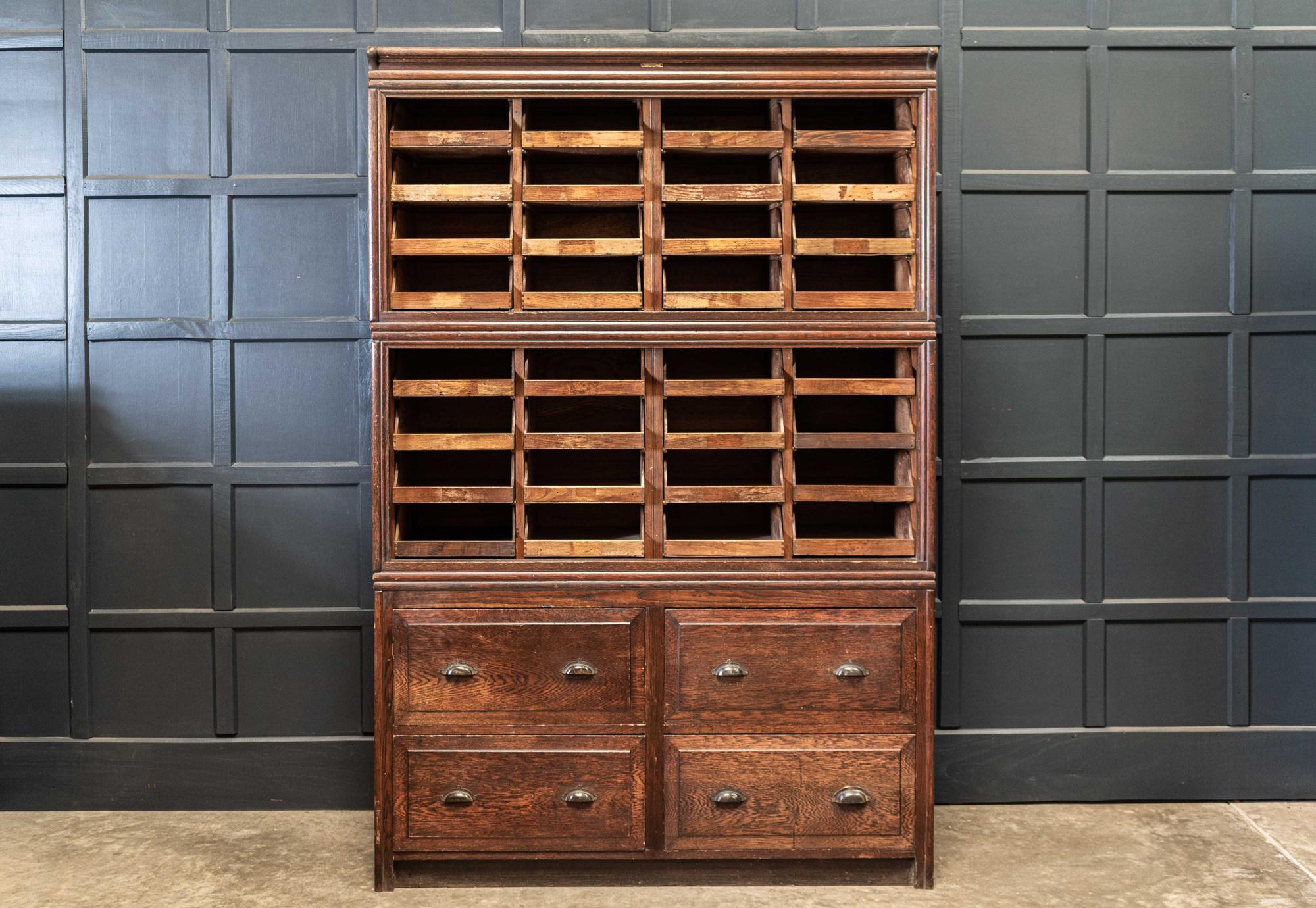 Large English Oak Haberdashery Shop fitters Cabinet 5