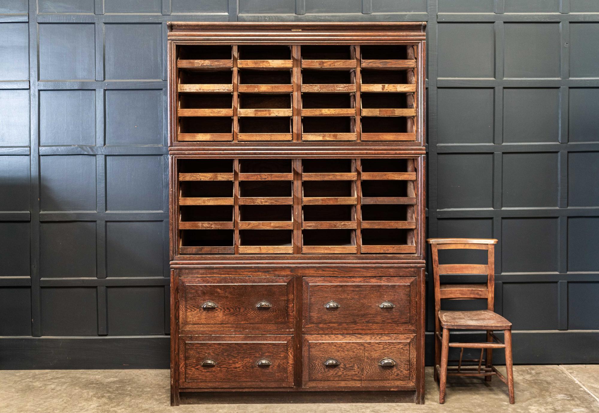 Large English Oak Haberdashery Shop fitters Cabinet In Good Condition In Staffordshire, GB