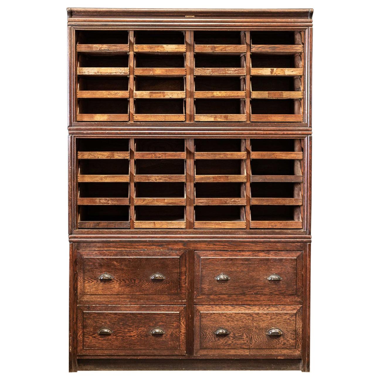 Large English Oak Haberdashery Shop fitters Cabinet