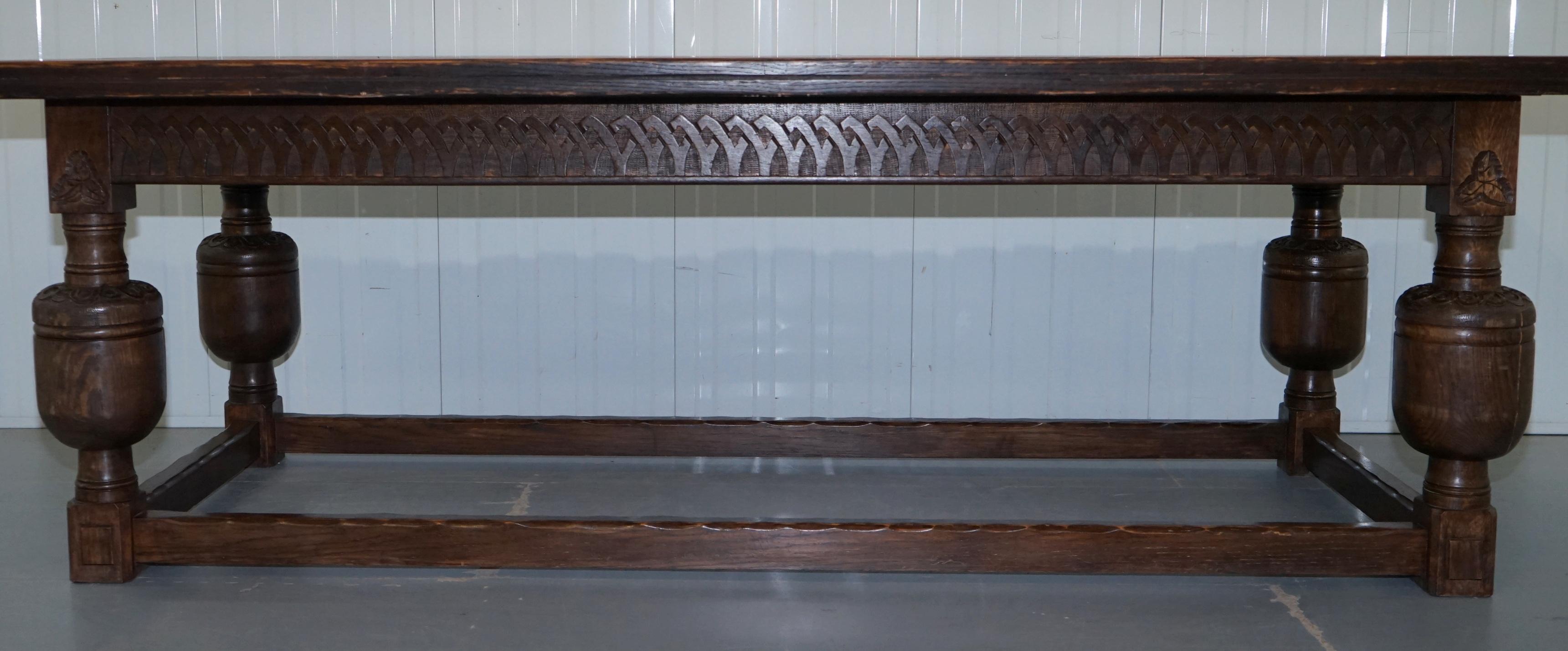 Large English Oak Jacobean Style Refectory Dining Table Sets Upto 10 5
