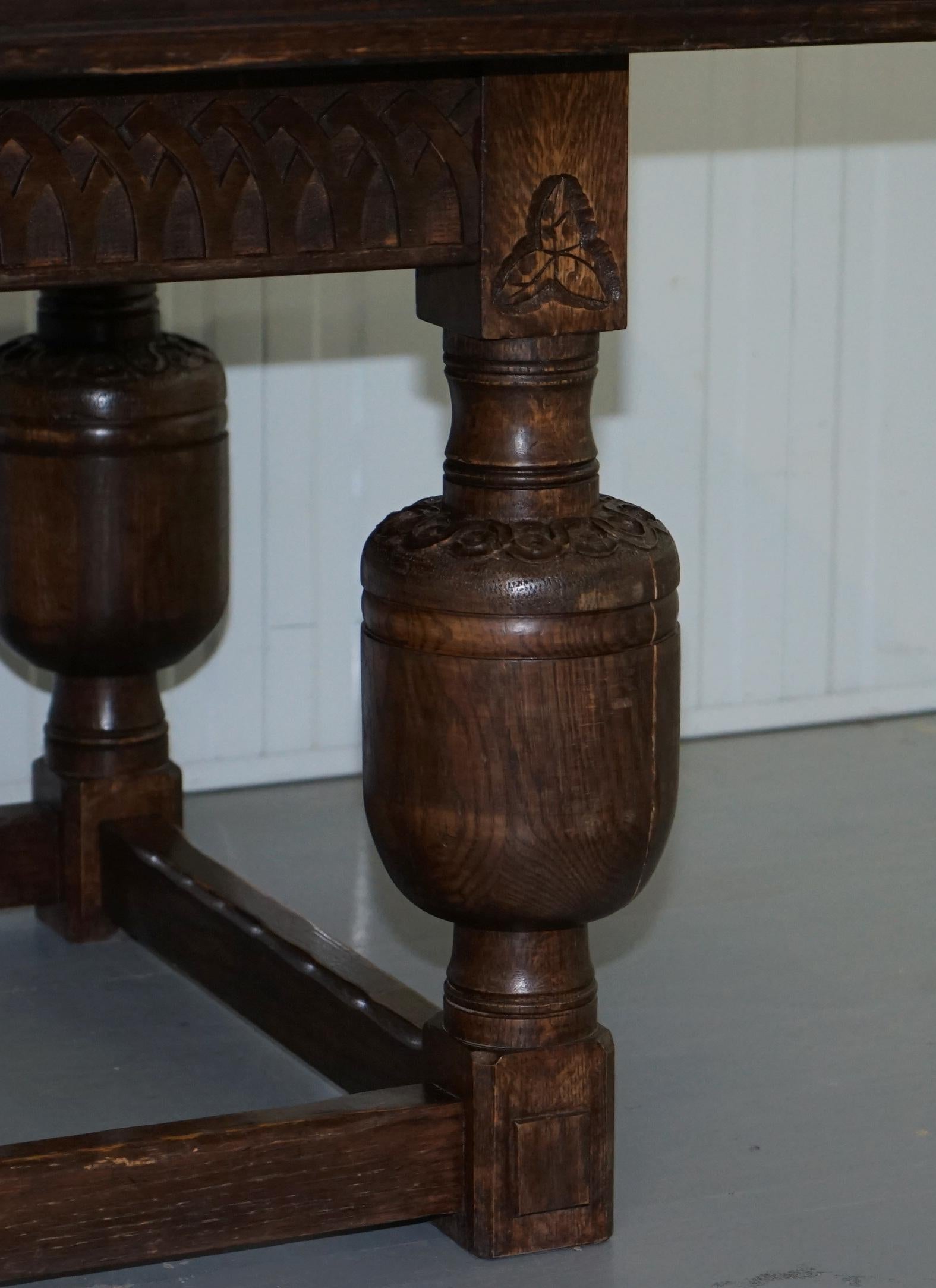 Large English Oak Jacobean Style Refectory Dining Table Sets Upto 10 6
