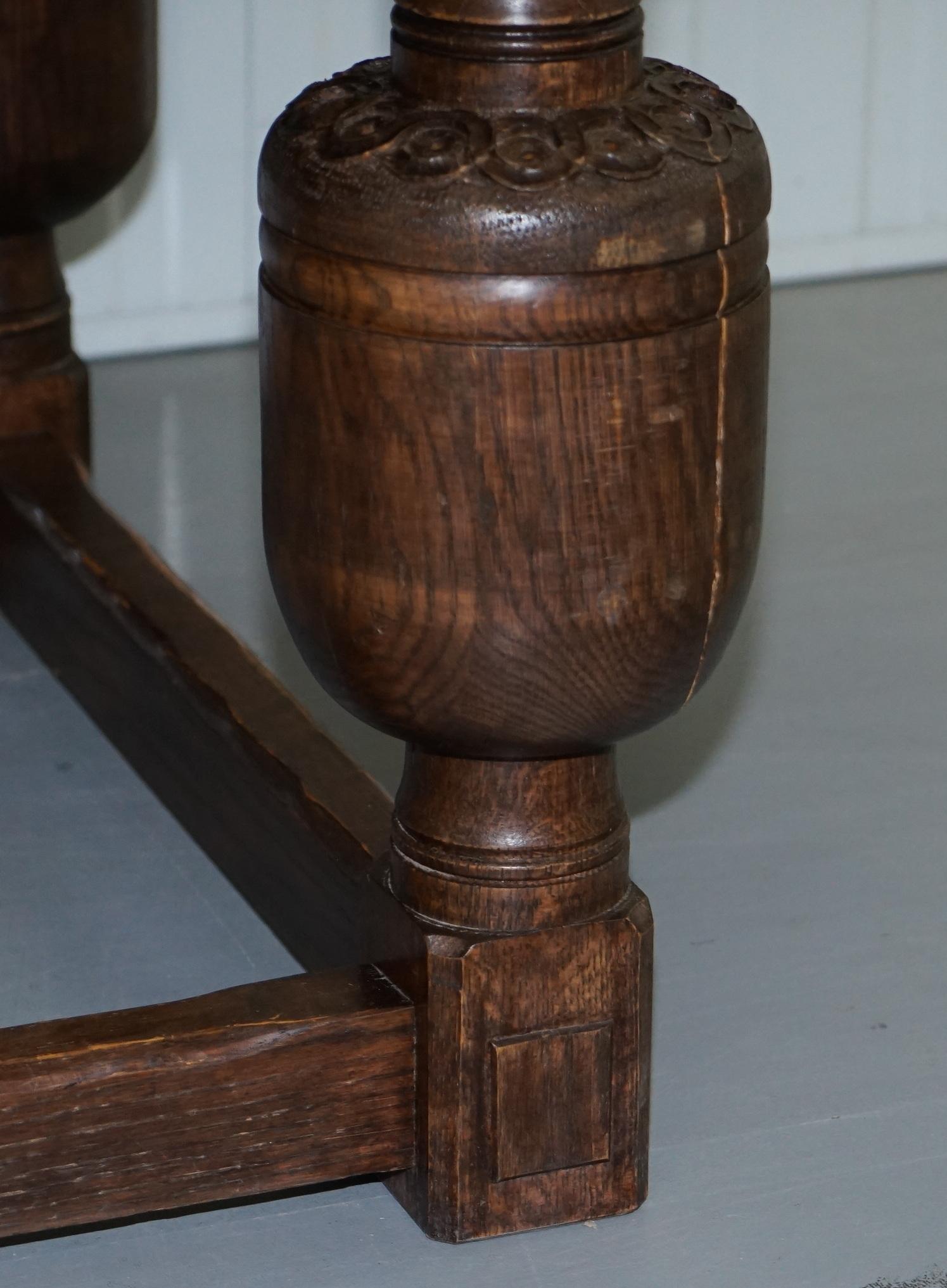 Large English Oak Jacobean Style Refectory Dining Table Sets Upto 10 8