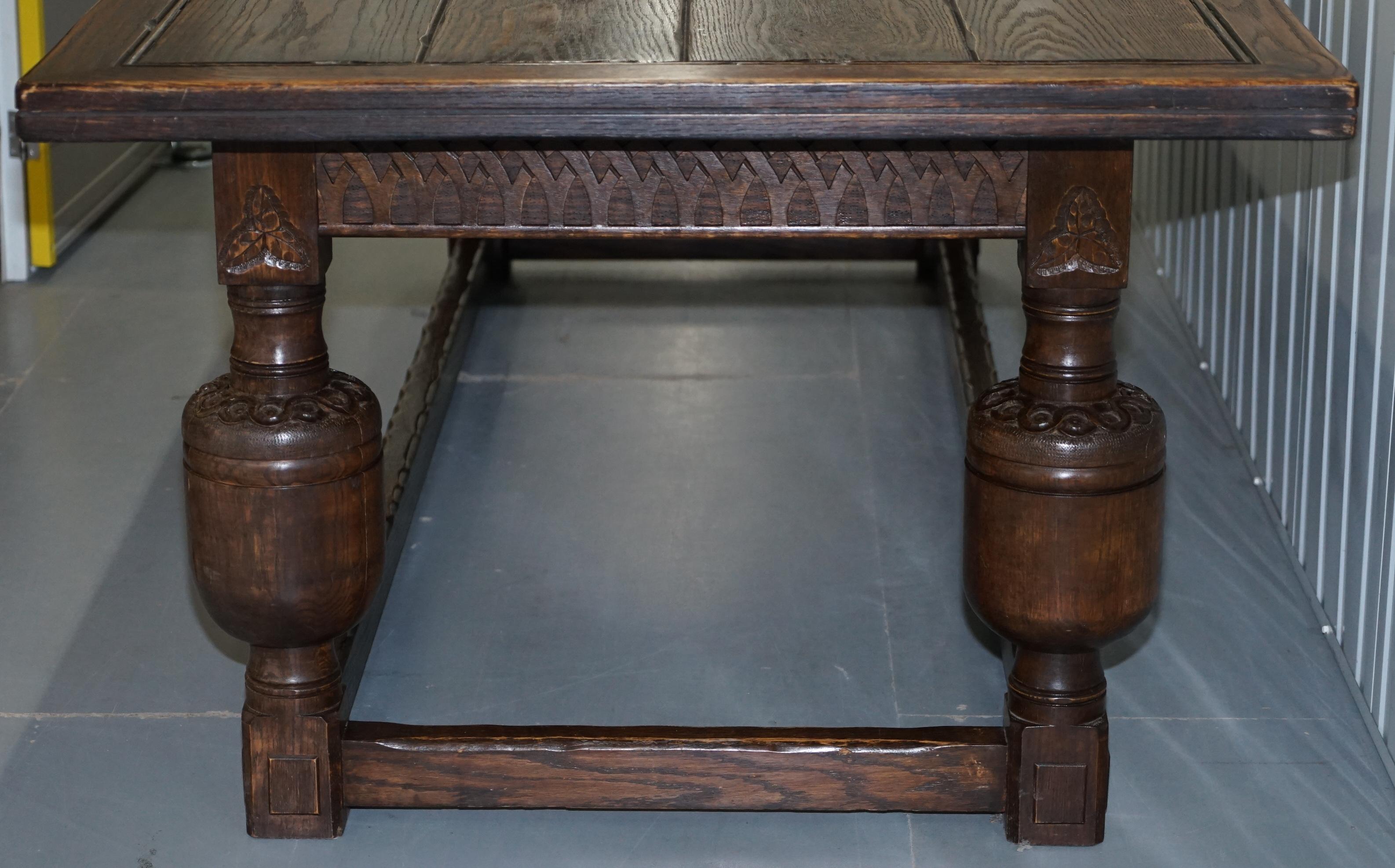 Large English Oak Jacobean Style Refectory Dining Table Sets Upto 10 12