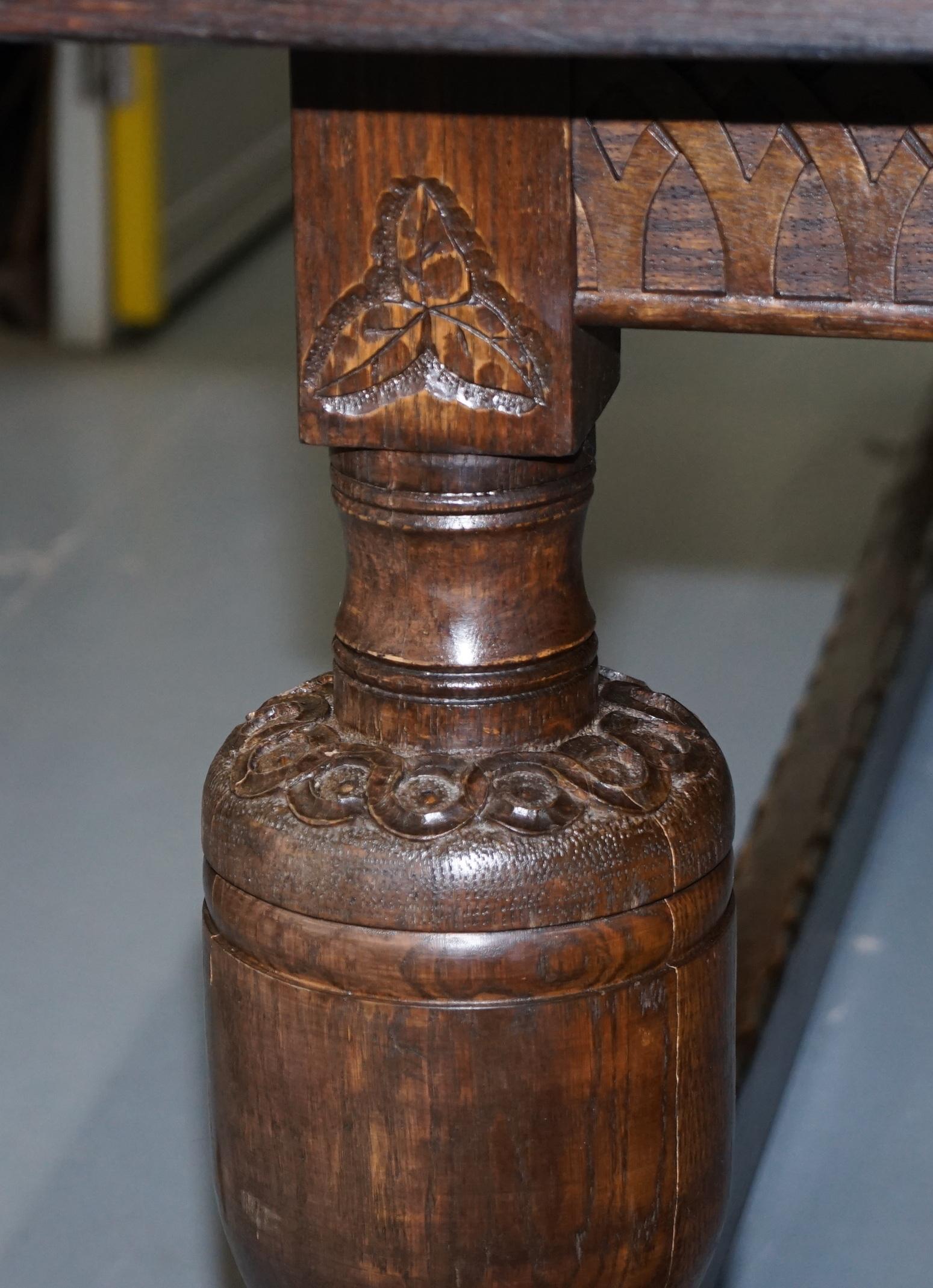 Large English Oak Jacobean Style Refectory Dining Table Sets Upto 10 15