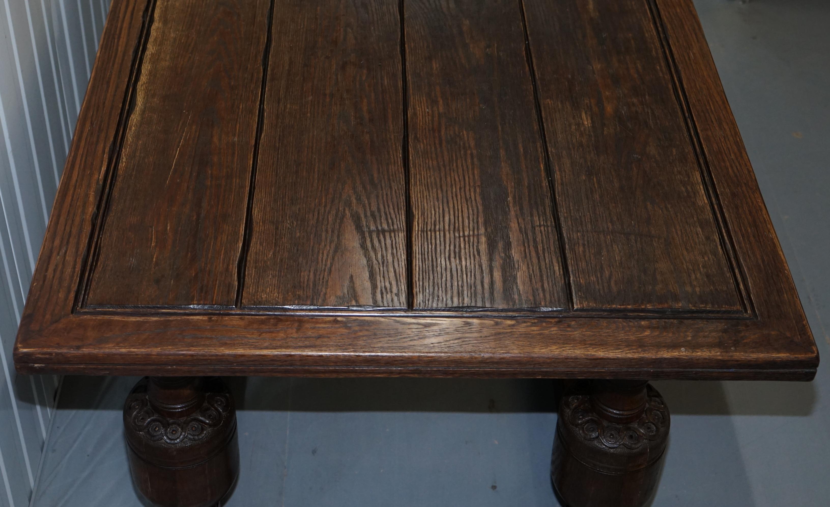Hand-Crafted Large English Oak Jacobean Style Refectory Dining Table Sets Upto 10