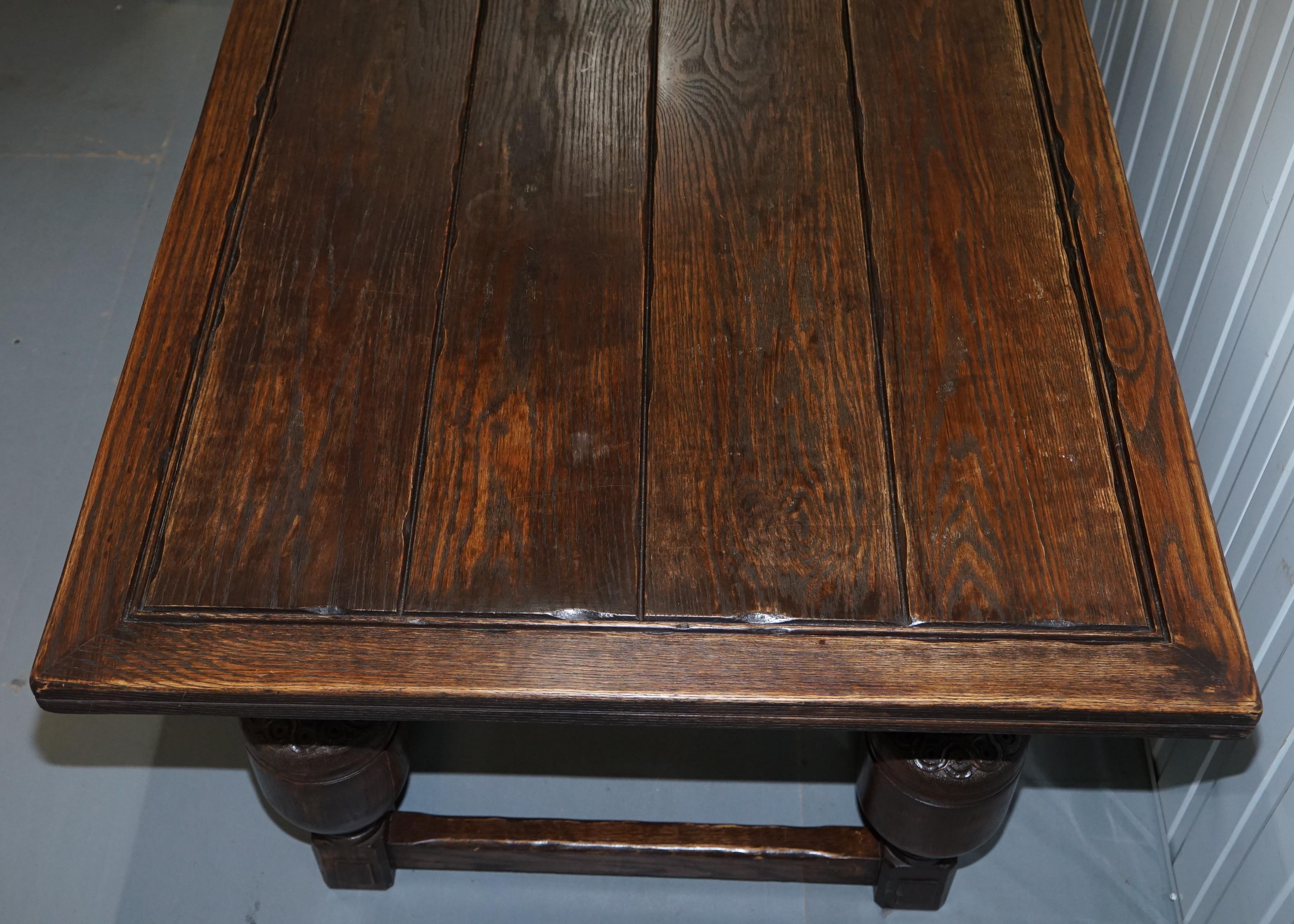 Large English Oak Jacobean Style Refectory Dining Table Sets Upto 10 1