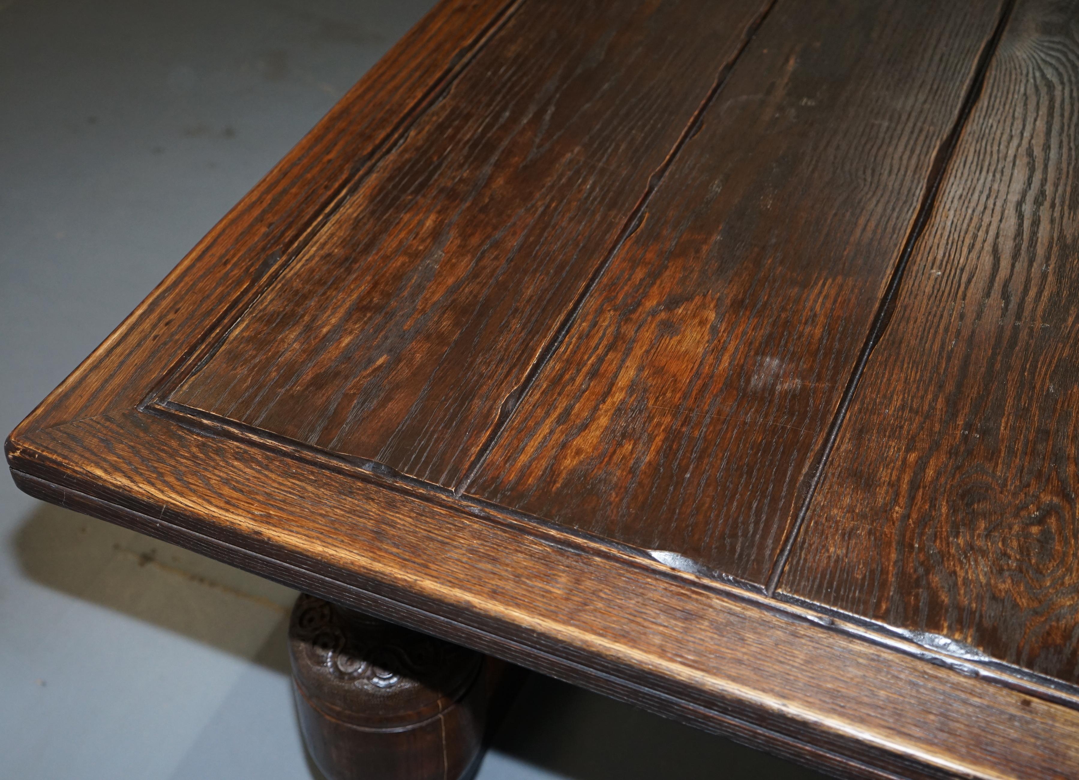 Large English Oak Jacobean Style Refectory Dining Table Sets Upto 10 3