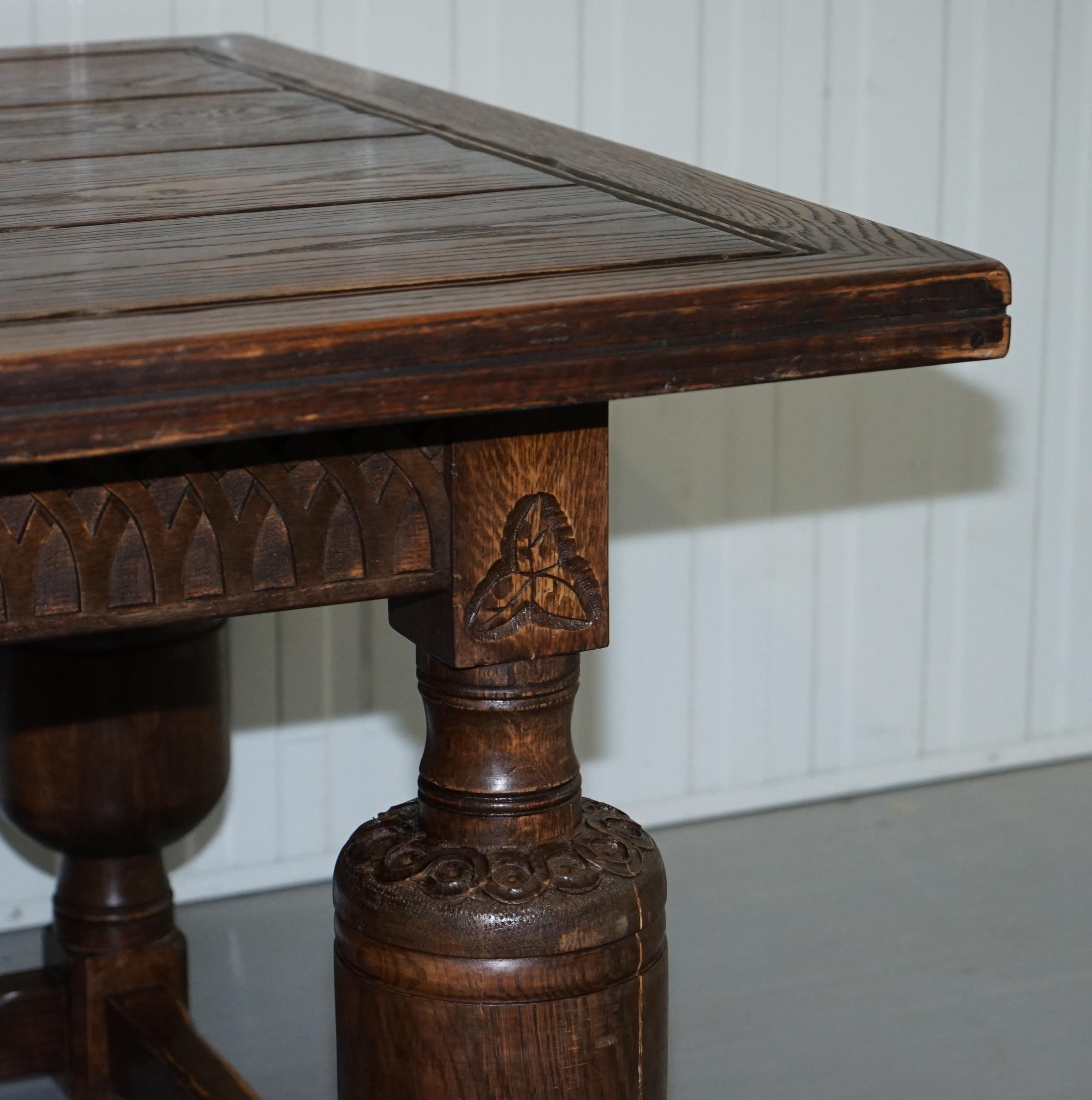 Large English Oak Jacobean Style Refectory Dining Table Sets Upto 10 4
