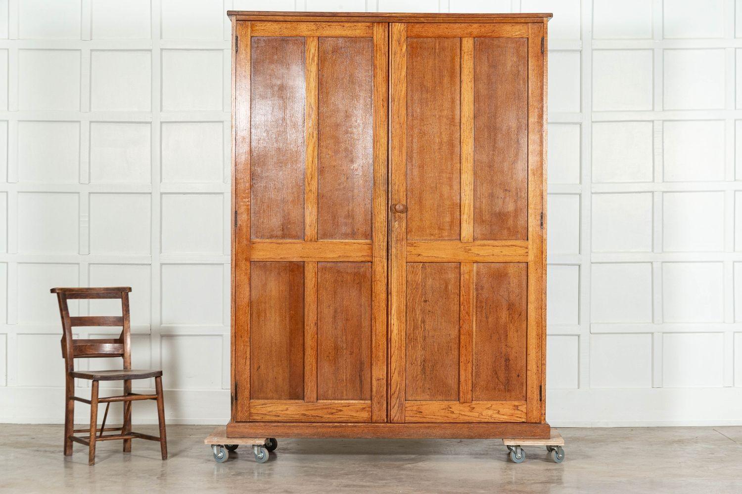 20th Century Large English Oak Panelled Larder Cupboard