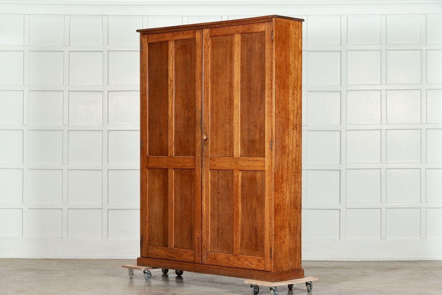 Large English Oak Panelled Larder Cupboard 1