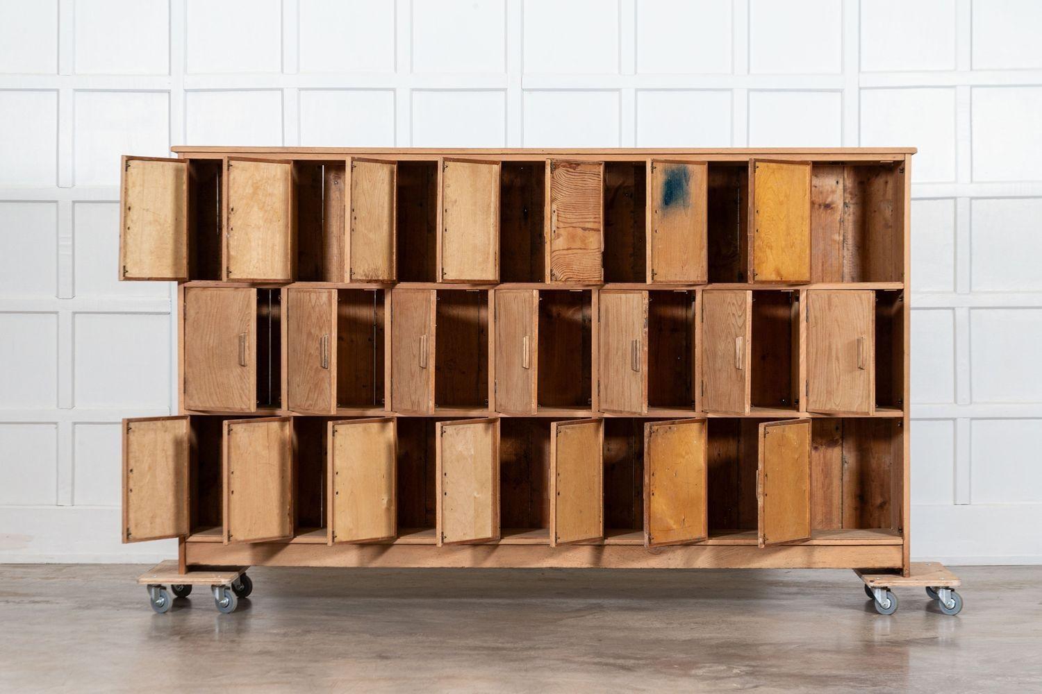 Large English Oak & Pine Locker Cabinet In Good Condition For Sale In Staffordshire, GB