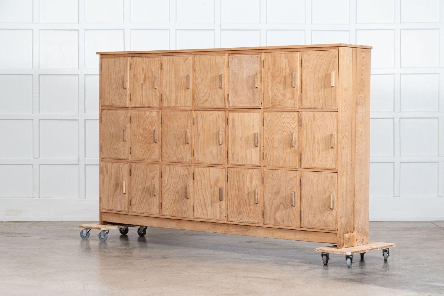 20th Century Large English Oak & Pine Locker Cabinet For Sale