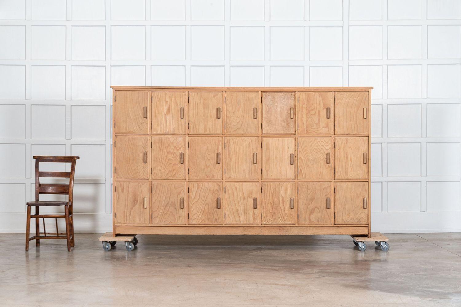 Large English Oak & Pine Locker Cabinet For Sale 2
