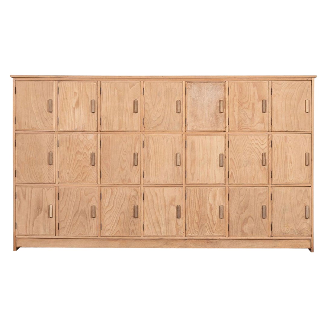 Large English Oak & Pine Locker Cabinet For Sale