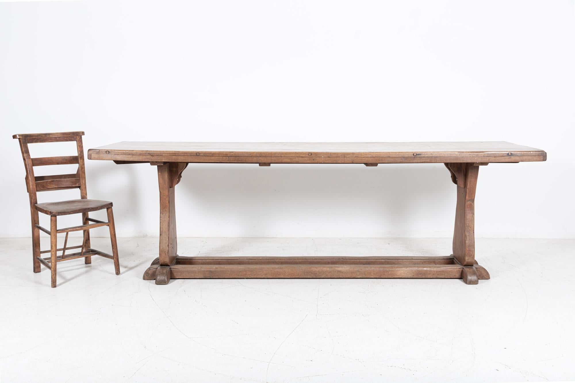 Large English Oak Trestle Table For Sale 5