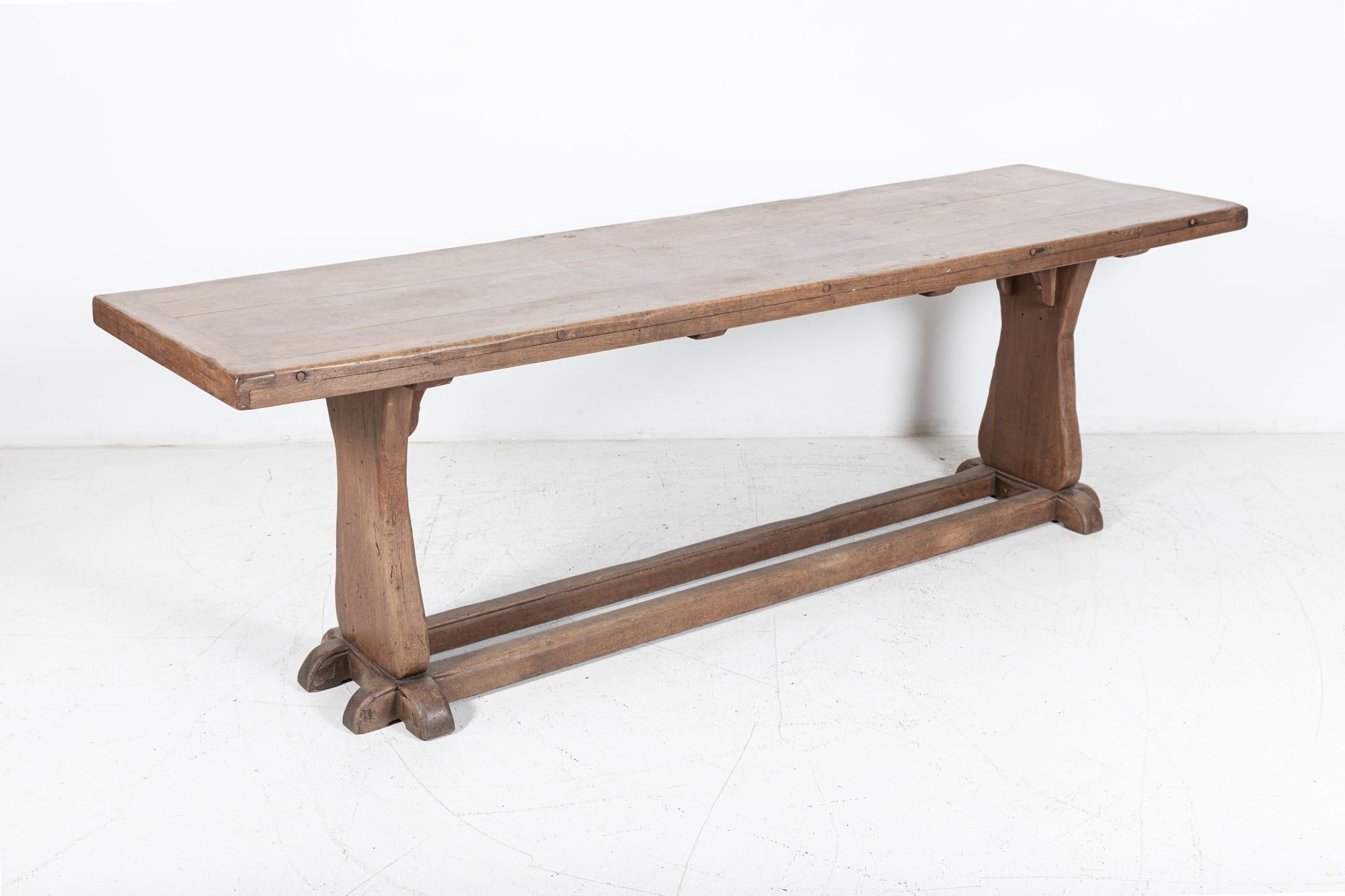 Large English Oak Trestle Table For Sale 6