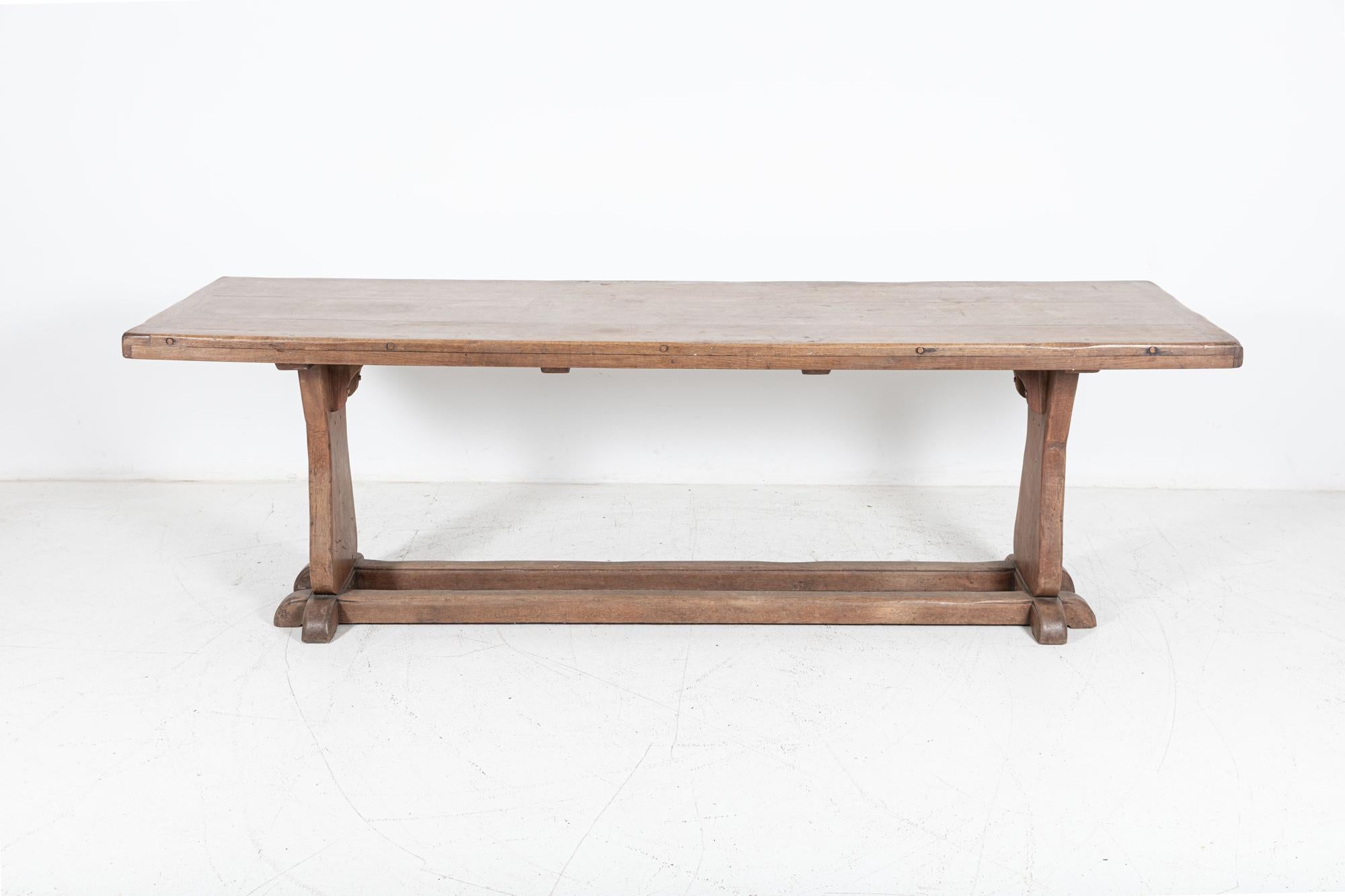 Large English Oak Trestle Table For Sale 8