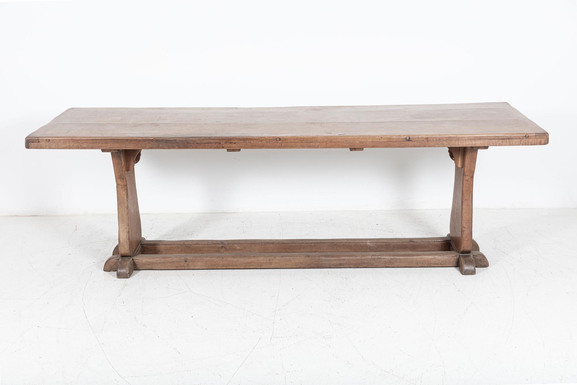 Large English Oak Trestle Table For Sale 11
