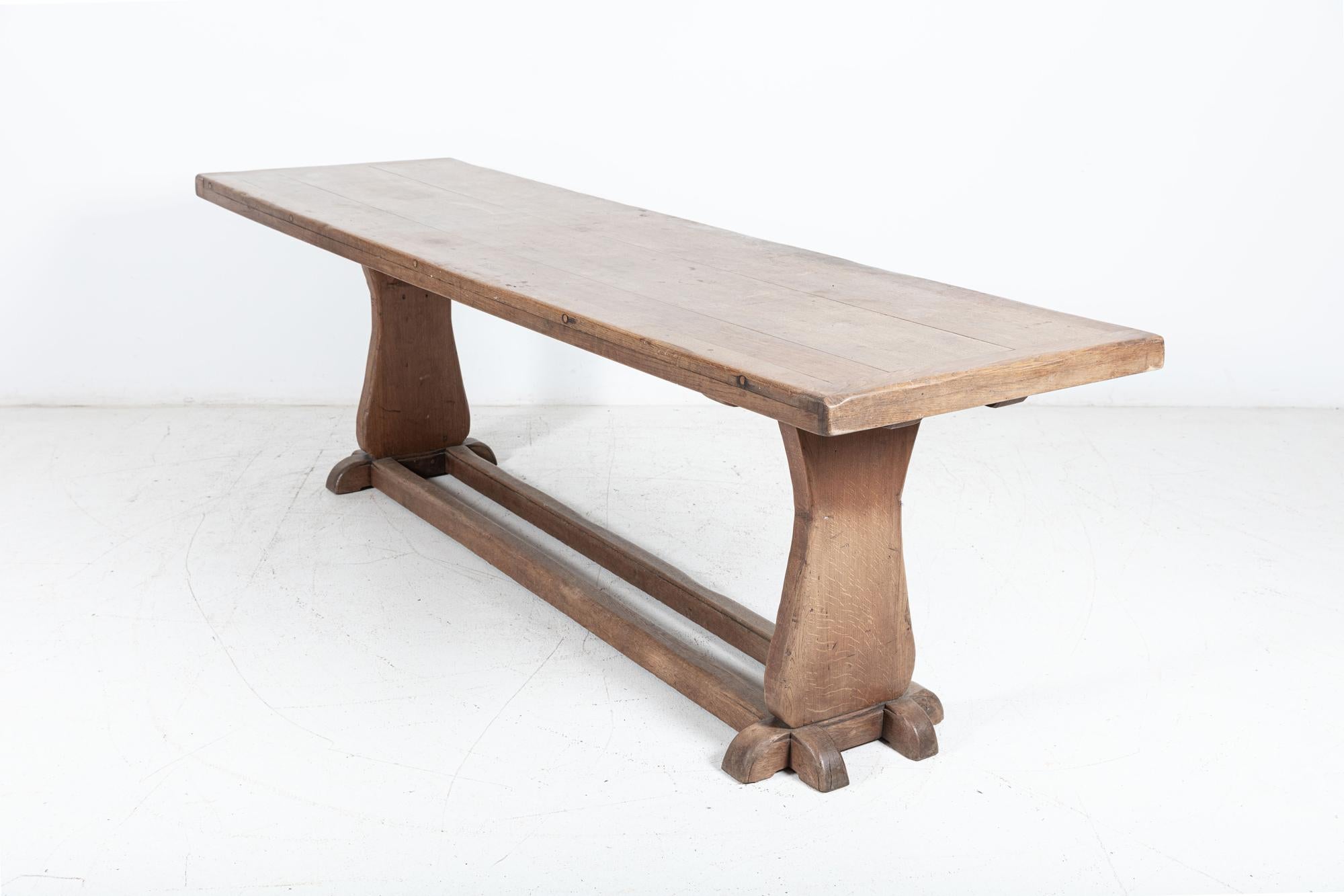 Large English Oak Trestle Table In Good Condition For Sale In Staffordshire, GB
