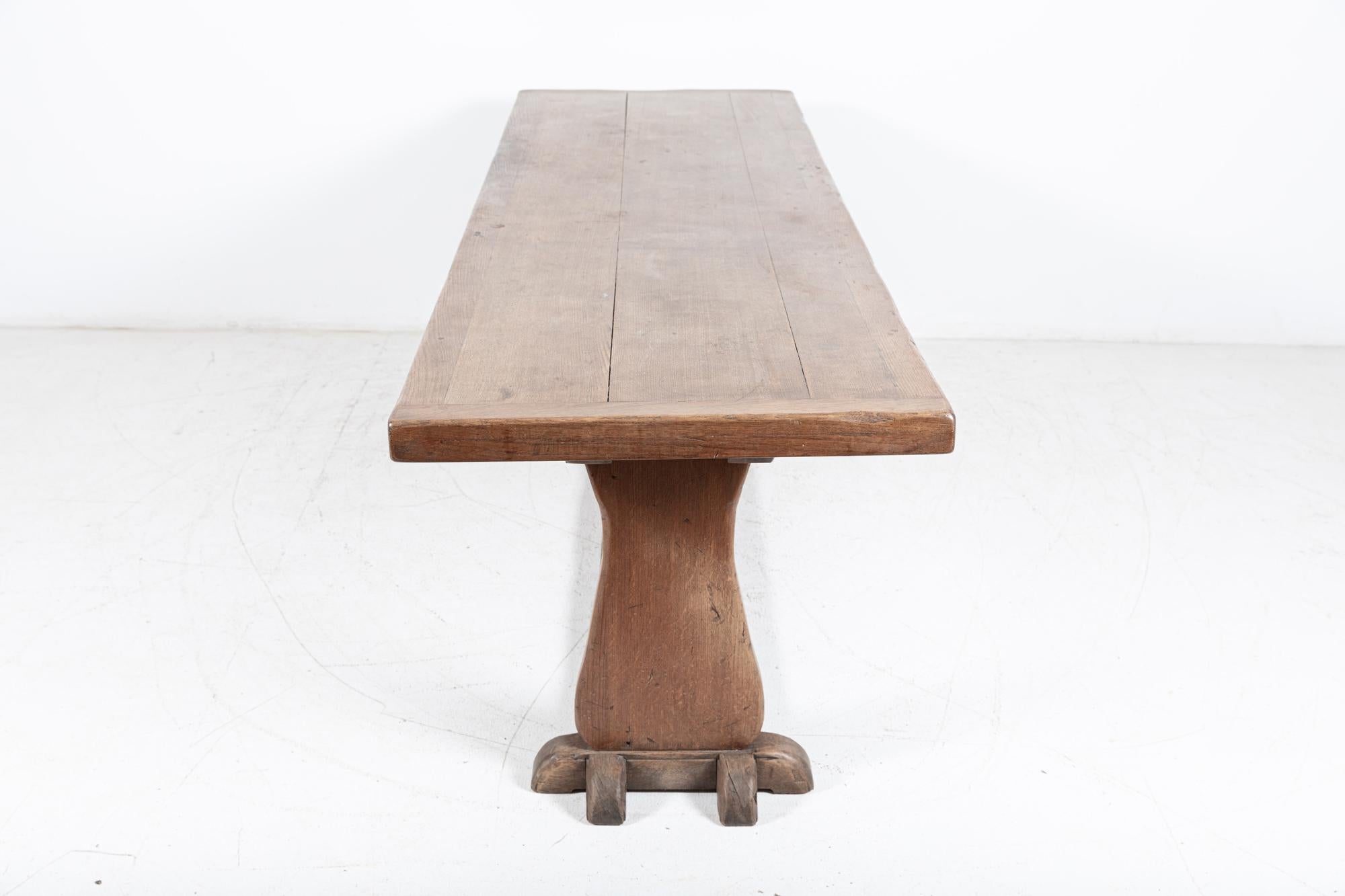 Large English Oak Trestle Table For Sale 1