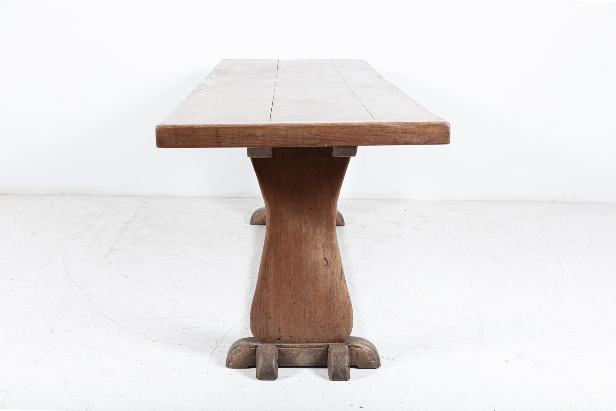 Large English Oak Trestle Table For Sale 2