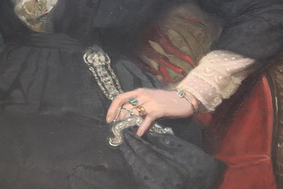 Großes englisches Ölgemälde auf Leinwand, Porträt einer Dame, signiert und datiert 1913 im Angebot 4