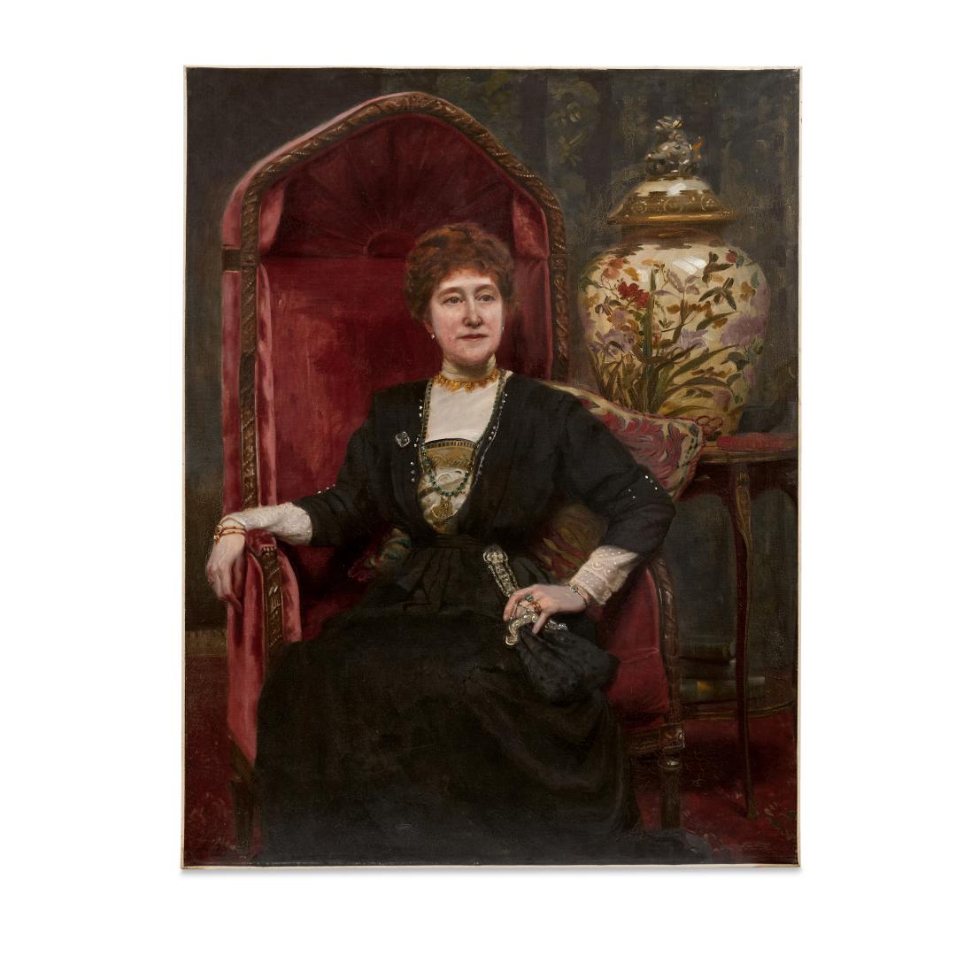 Großes englisches Ölgemälde auf Leinwand, Porträt einer Dame, signiert und datiert 1913 (Englisch) im Angebot