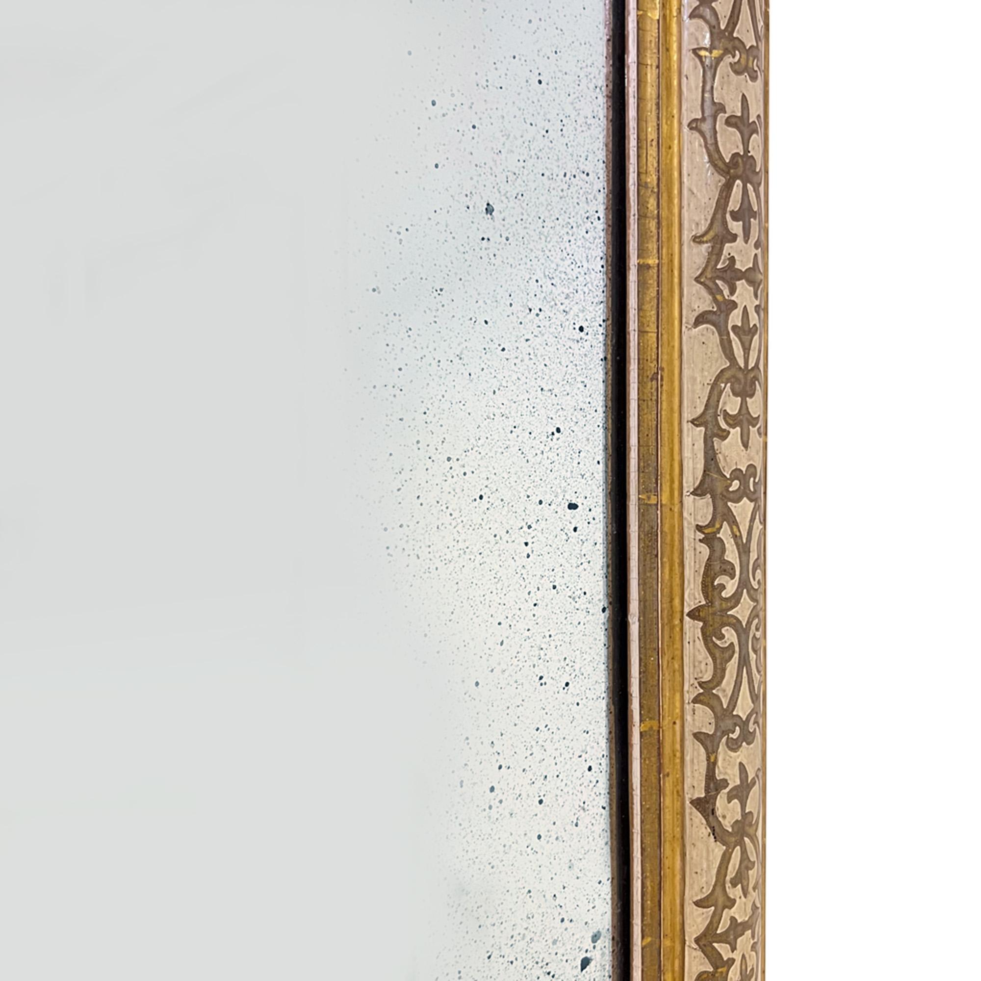 British Large English Over Mantle Mirror With Original Paint