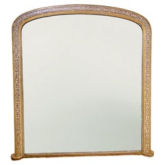 Antique Large English Over Mantle Mirror With Original Paint