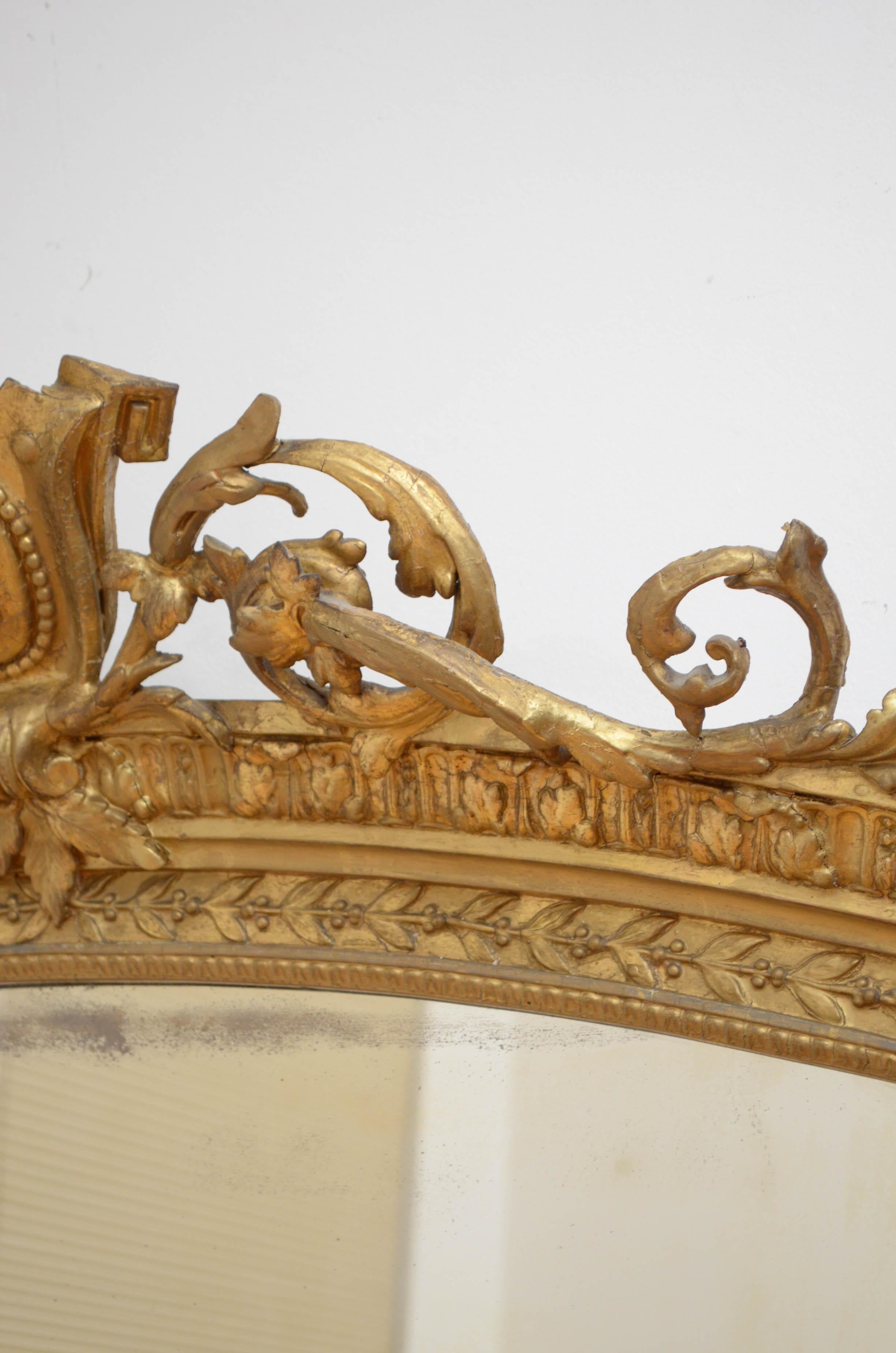 Large English Overmantel Giltwood Mirror For Sale 5