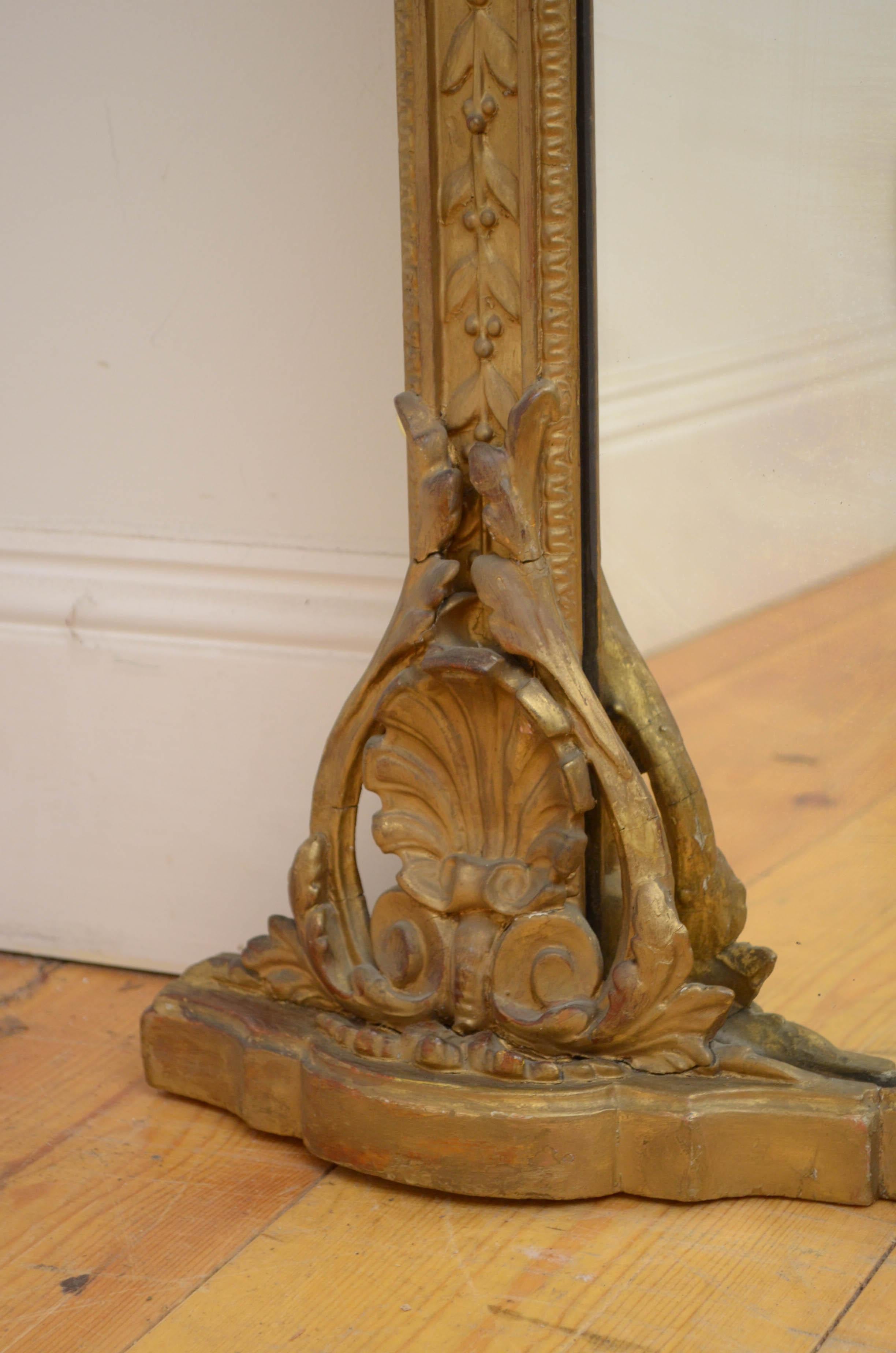 19th Century Large English Overmantel Giltwood Mirror For Sale