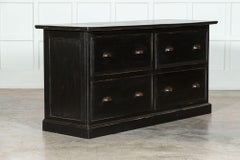 Large English Ebonised Oak Haberdashery Drawers Counter