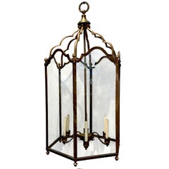 Large English Patinated Bronze Lantern
