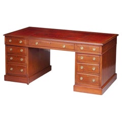 Large English Pedestal Desk of Mahogany